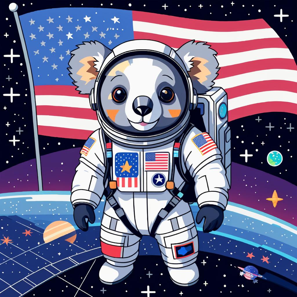 Adventurous Koala Astronaut in Pixel Art