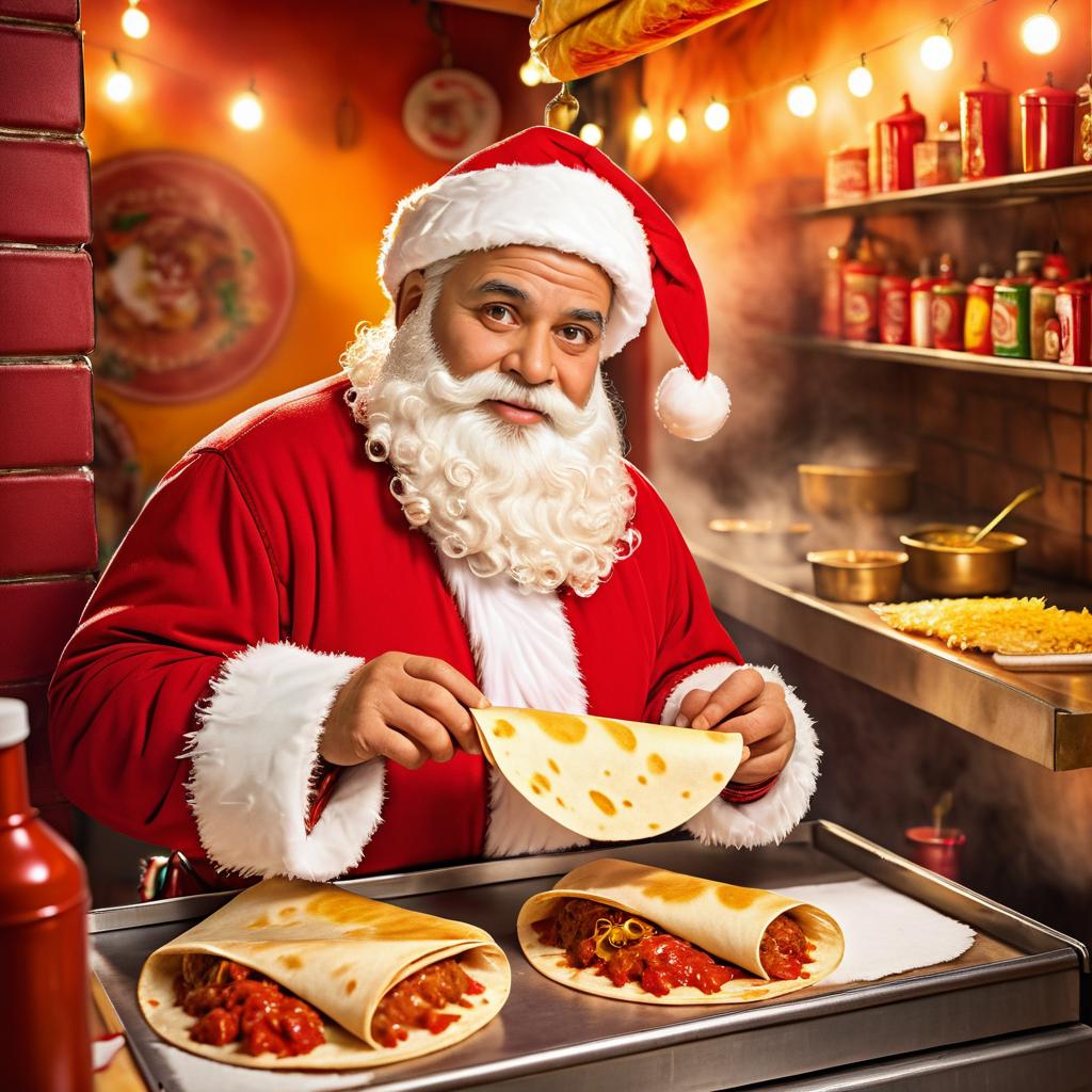 Santa Claus Enjoys a Tasty Taco