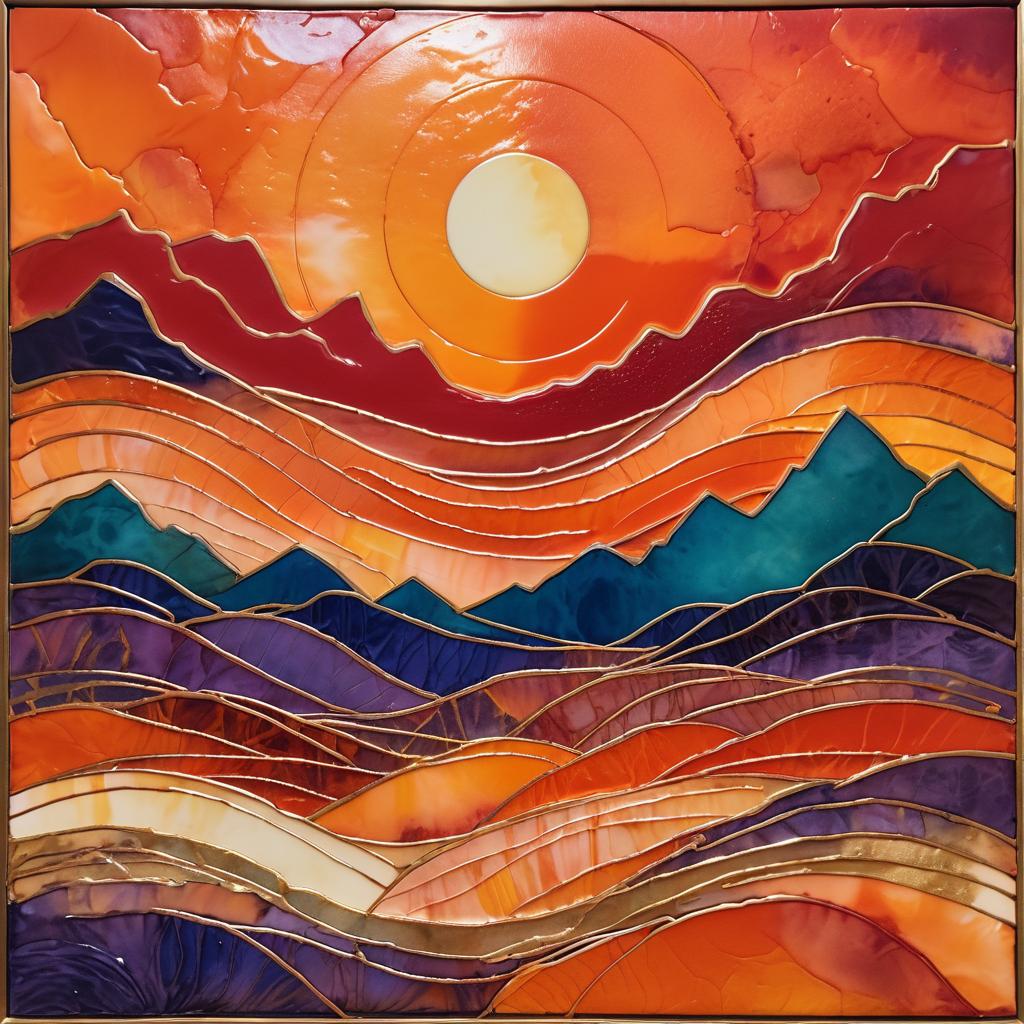 Fiery Sunset Mountain Adventure Art