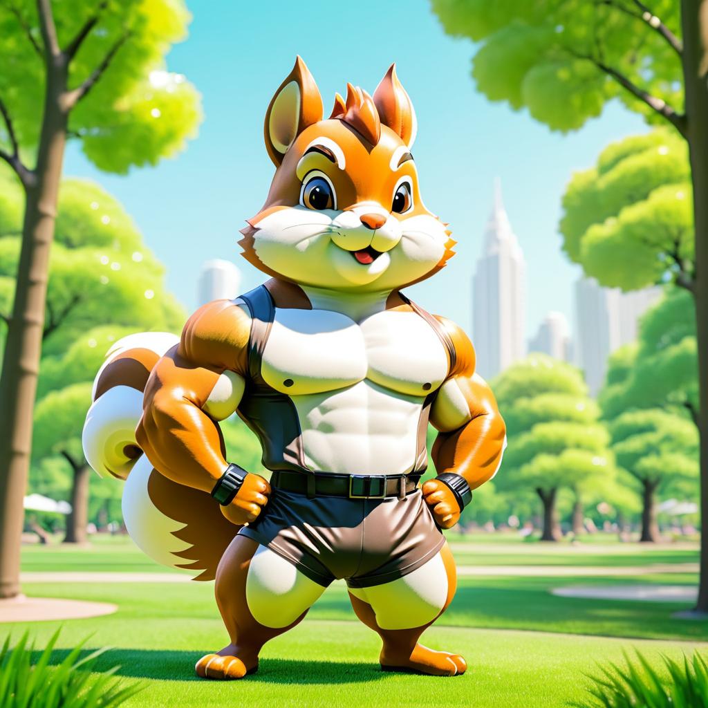 Kawaii Buff Squirrel in Sunny Park