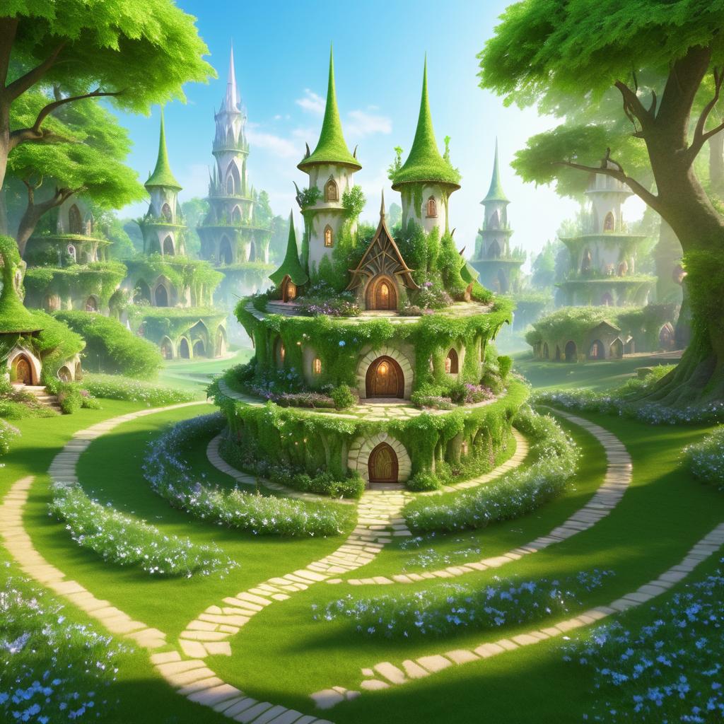 Serene Elven Village in Springtime