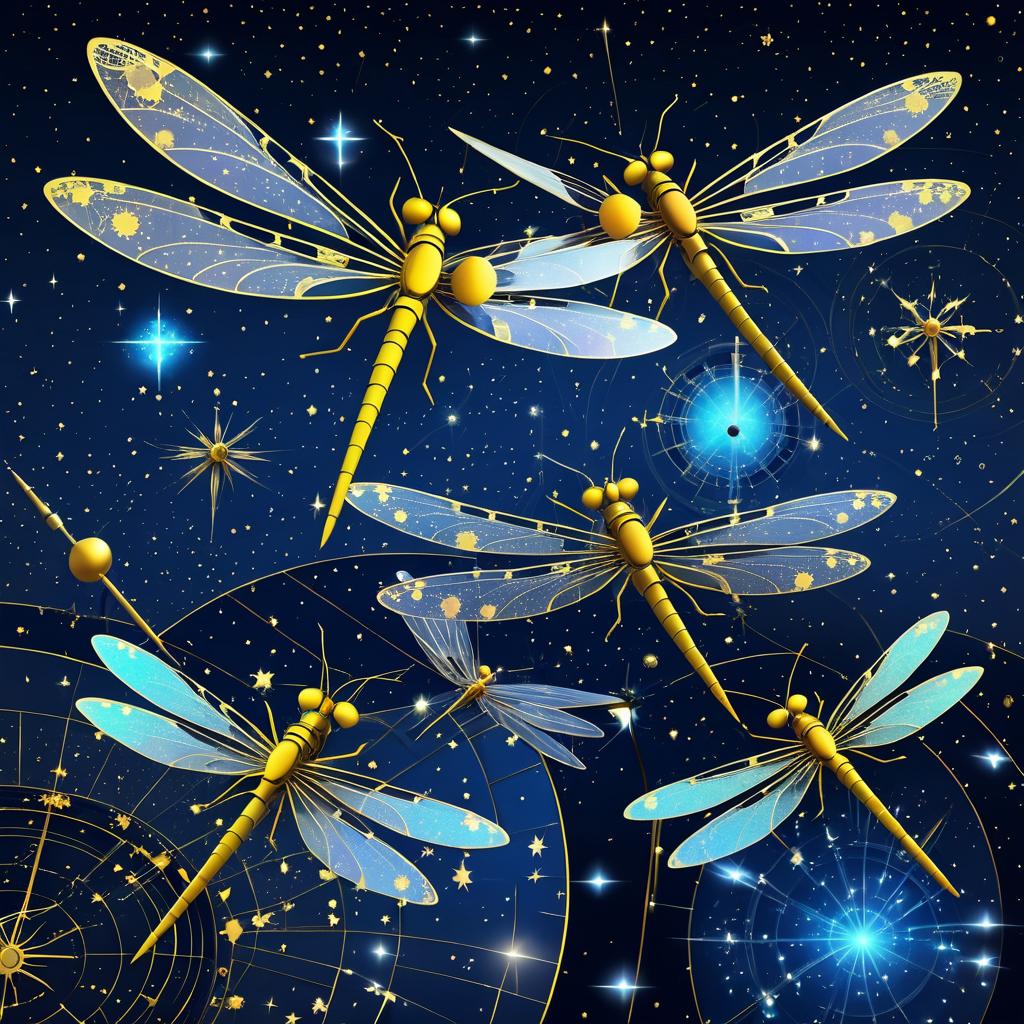 Surreal Mechanical Dragonflies in Cosmic Landscape