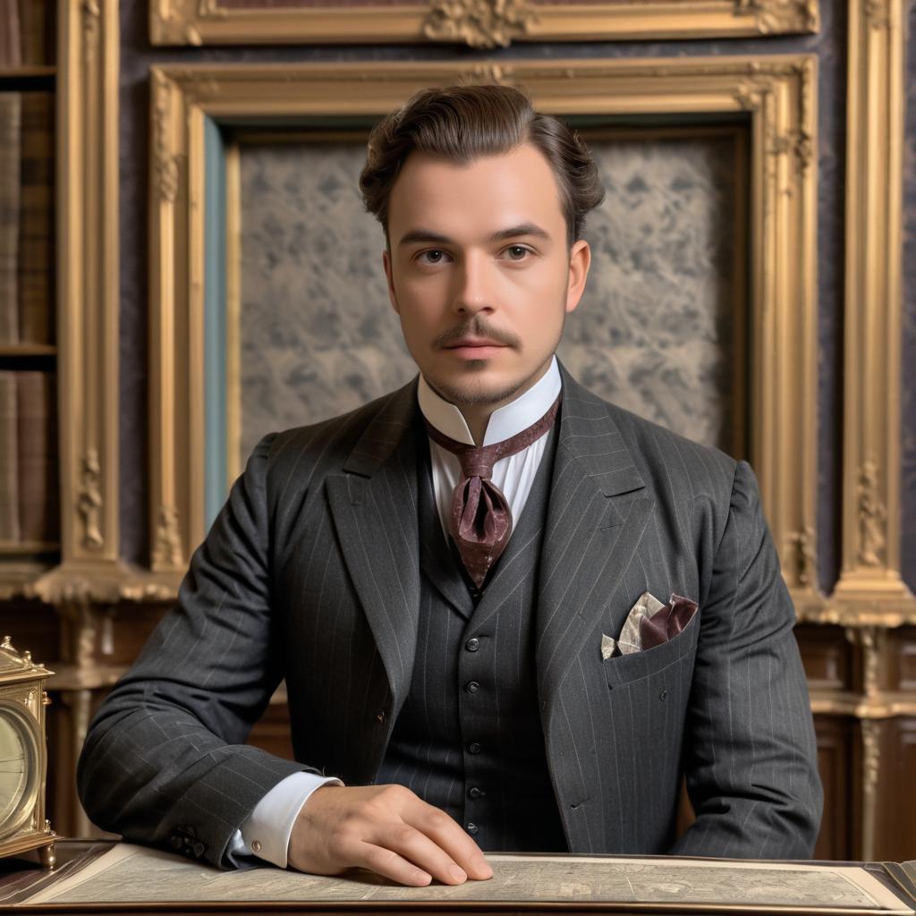 Elegant Edwardian Gentleman in Vintage Study