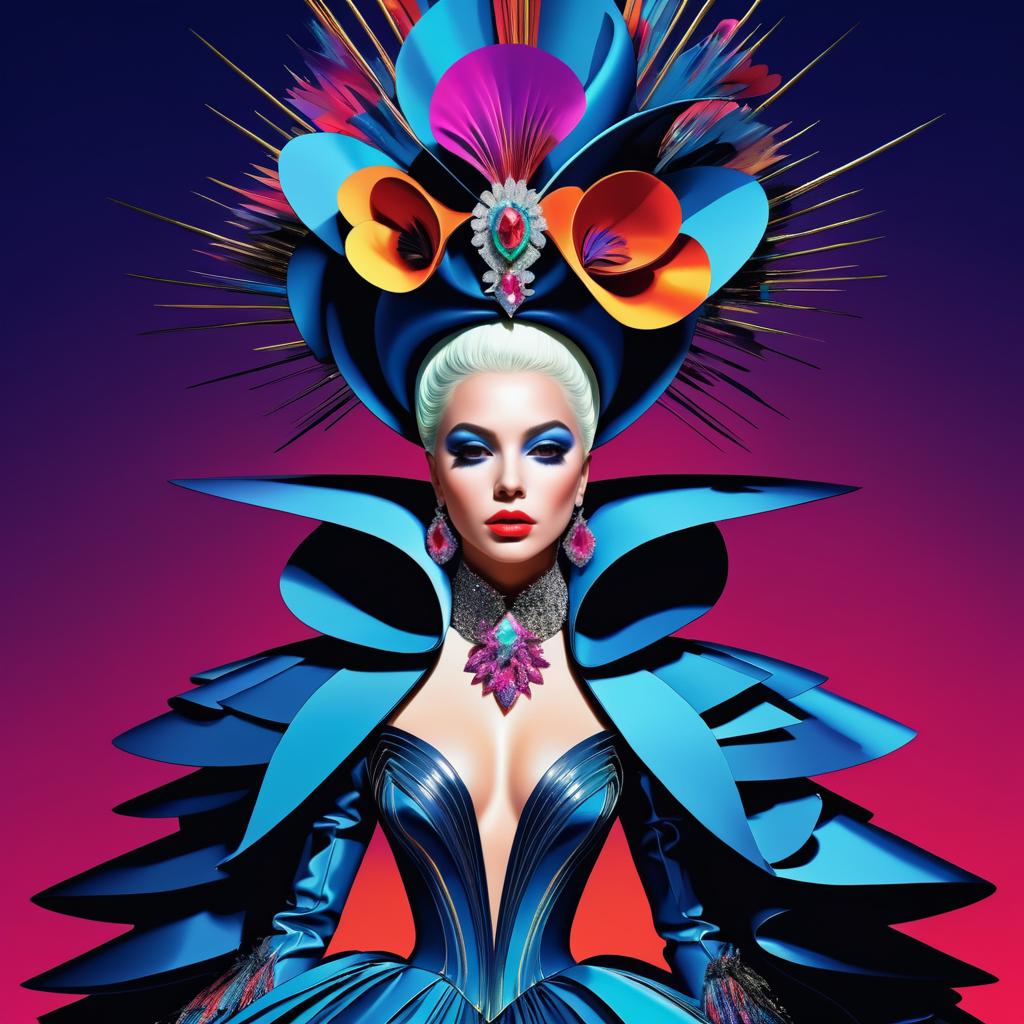 Eccentric Fashion Illustration of Lady Gaga