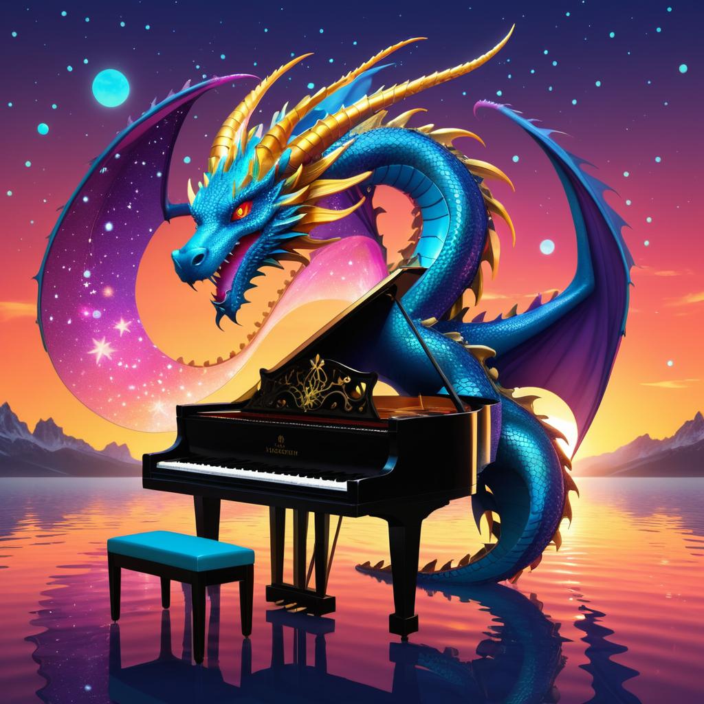 Dragon-Piano Hybrid at Sunset