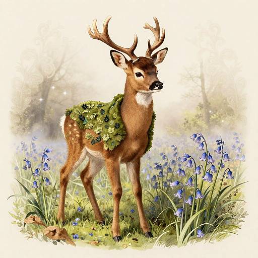 Graceful Fawn in Moss Green Cloak
