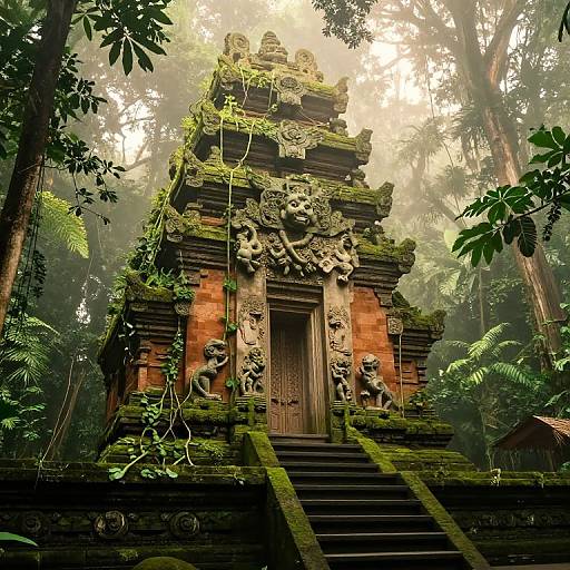 Mystical Ziggurat in Jungle Mist