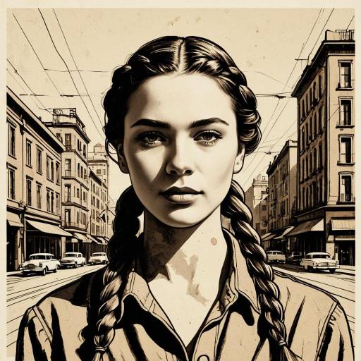 Confident Woman with Braided Hair in Vintage City