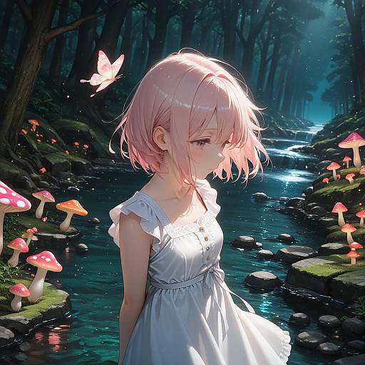 Enchanting Night in a Mushroom Forest