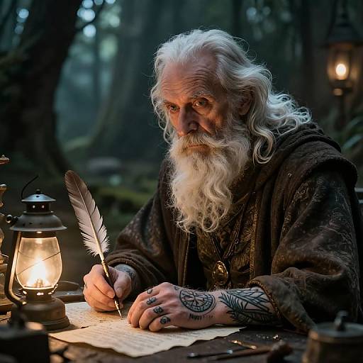 Wise Alchemist in Enchanted Forest Lab