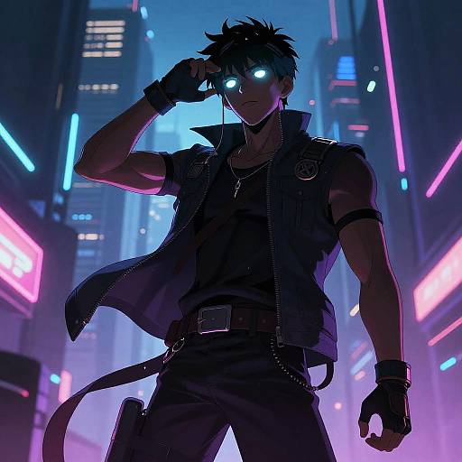 Futuristic Anime Dark-Skinned Hero