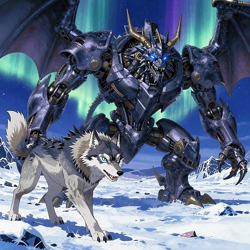 Armored Wolf vs Bio-Mechanical Dragon