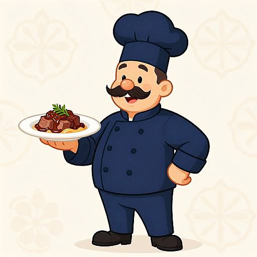 Cheerful Chef with Beef Stroganoff