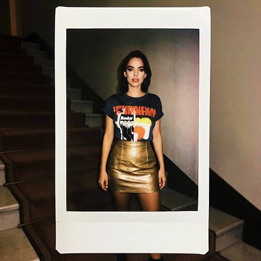 Trendy Woman in Polaroid Style