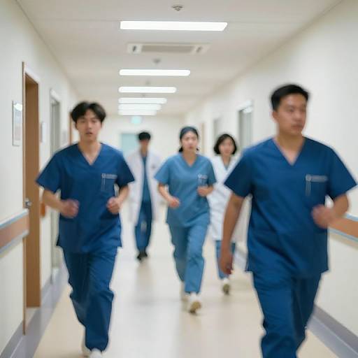 Busy Hospital Corridor with Doctors