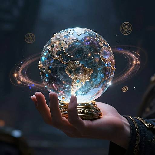 Wizard's Hand with Glowing Crystal Orb