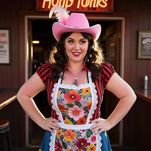 Plus Size Woman in Neon Honky Tonk