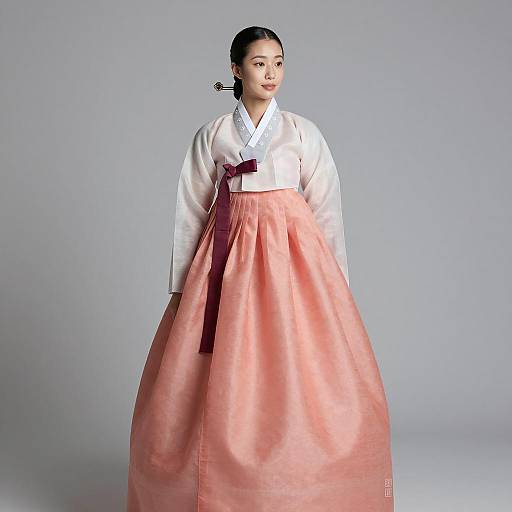 Elegant Korean Woman in Traditional Hanbok
