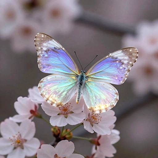 Bioluminescent Butterfly on Cherry Blossoms