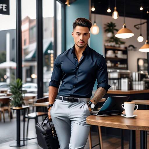 Stylish Man Standing Outside Cafe