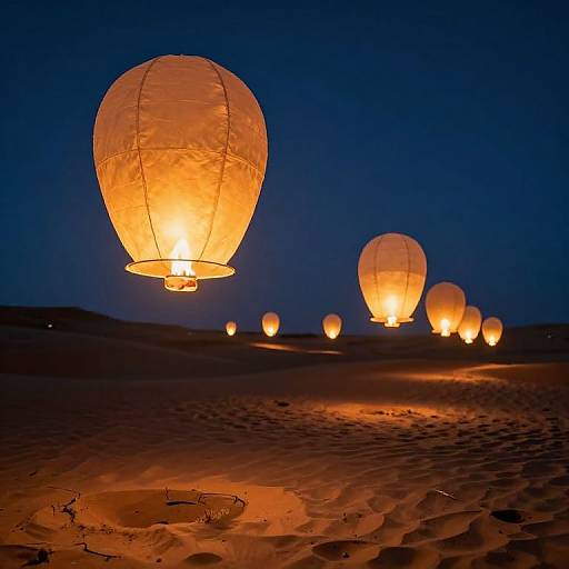 Luminous Paper Lanterns in Desert