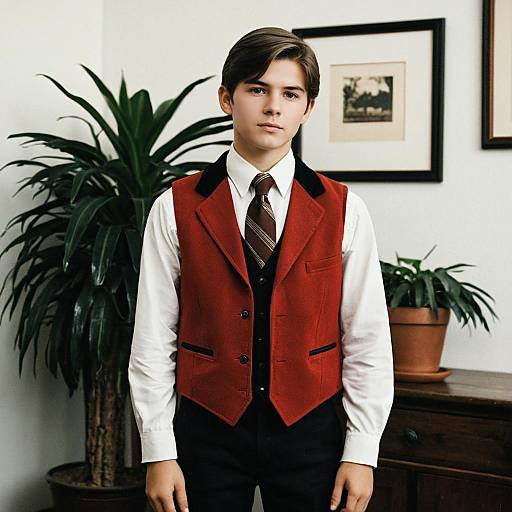 Vintage Male Outfit with Red Vest