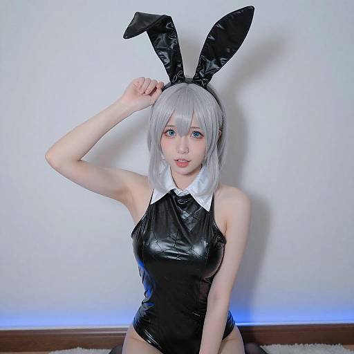 Playful Bunny-Eared Woman Portrait