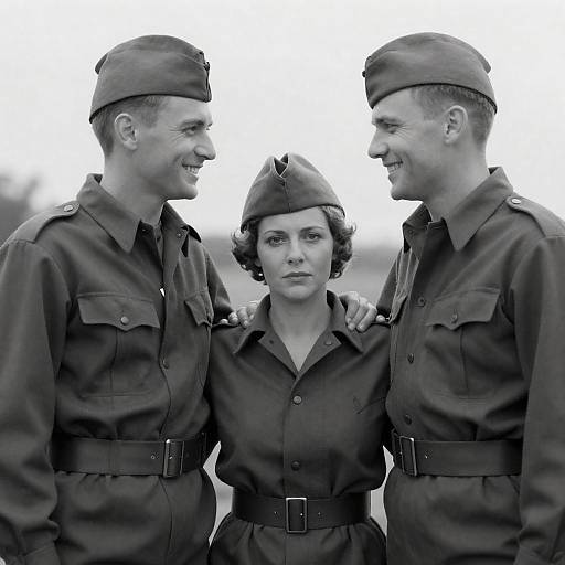 WWII Soldiers in Black and White Portrait