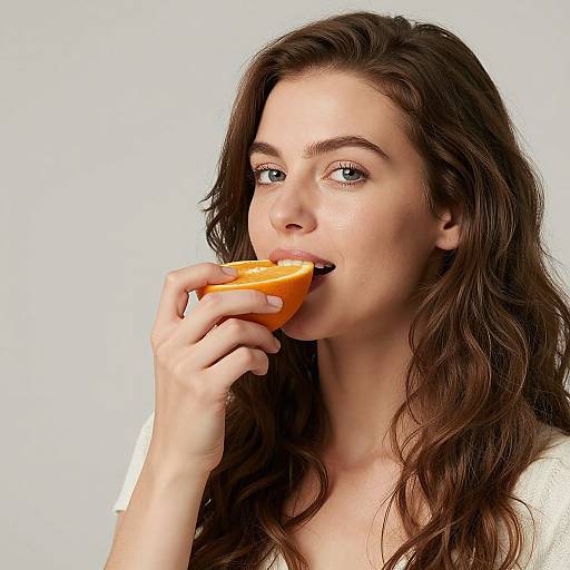 Attractive Woman Eating Orange