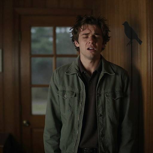 Distressed Youth in Dim Wooden Room