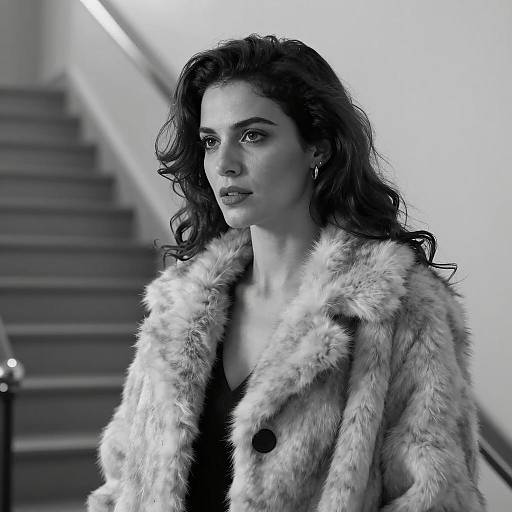 Woman in Fur Coat Indoors