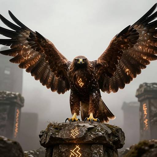 Majestic Hawk Over Ancient Ruins