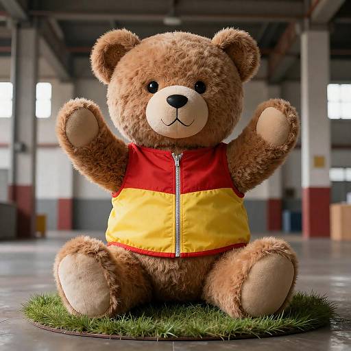 Teddy Bear Costume in Industrial Setting