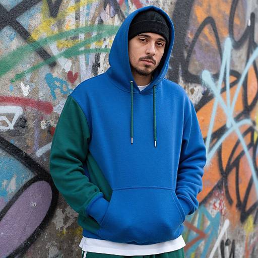 Hip-Hop Style Man in Vibrant Hoodie