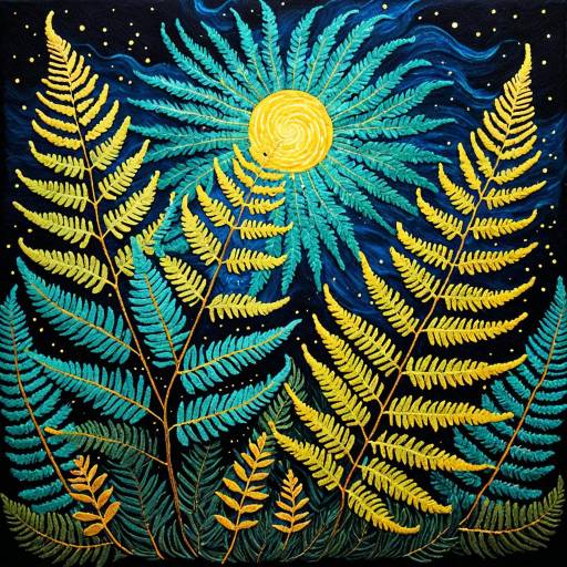 Felted Cosmic Ferns Under Starry Night
