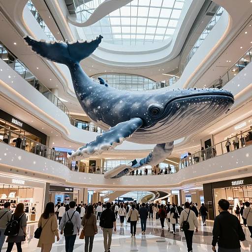 Surreal Whale Over Floating Mall