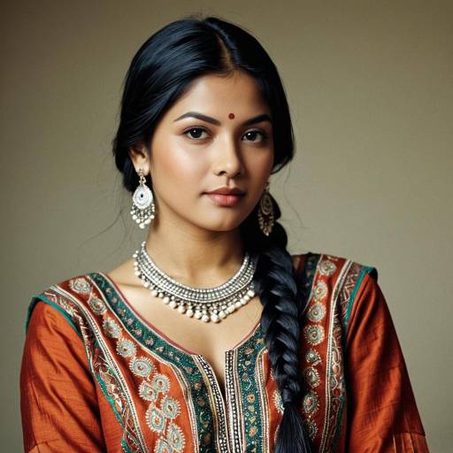 Elegant Indian Woman in Traditional Tunic