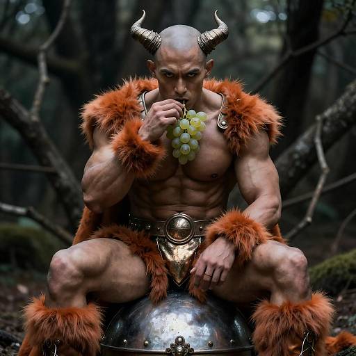 Bald Muscular Figure in Forest Setting