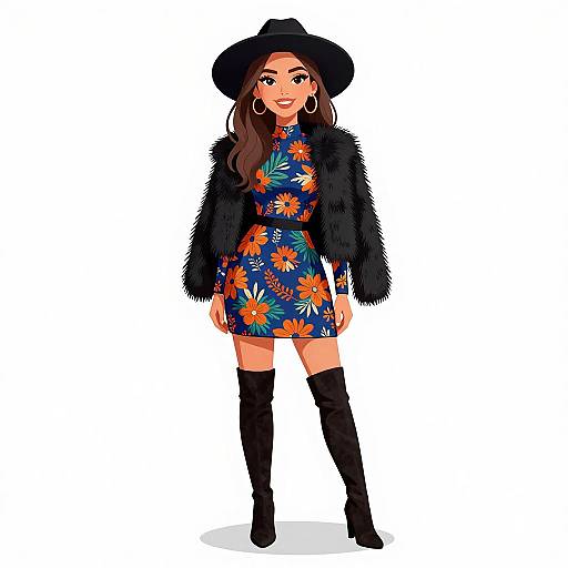 Boho-Chic Woman in Floral Dress