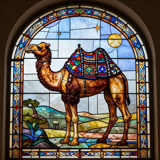 Ultra-Realistic Stained Glass Camel