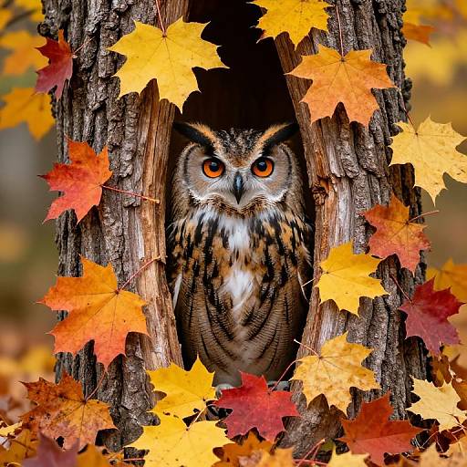 Majestic Owl in Autumn Hollow