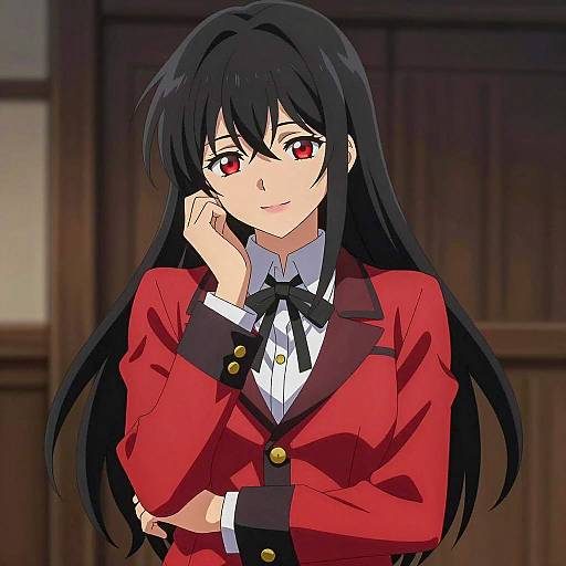 Anime Woman in Red Blazer