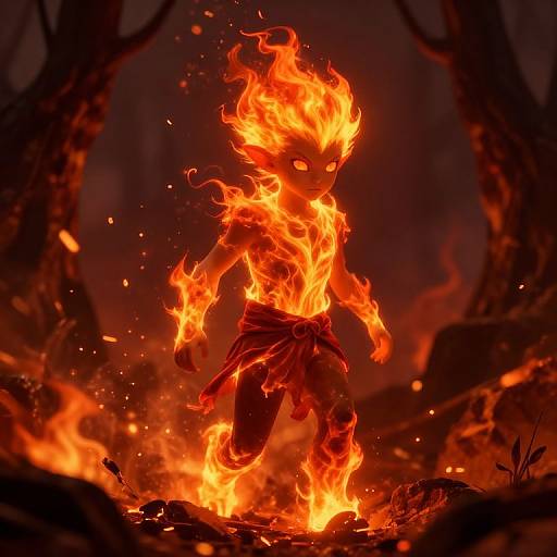 Young Fire Genasi in Scorched Forest