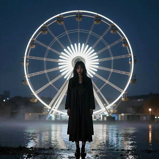 Melancholic Ghost on Midnight Ferris Wheel