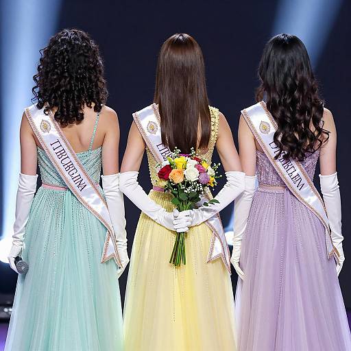 Elegant Women in Colorful Sparkling Dresses