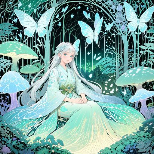 Whimsical Fairy in Bioluminescent Forest
