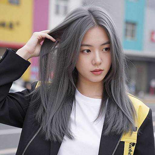 Vibrant Grey Hair Transformation Scene