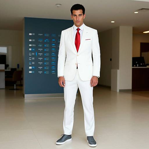 Confident Man in Modern White Suit