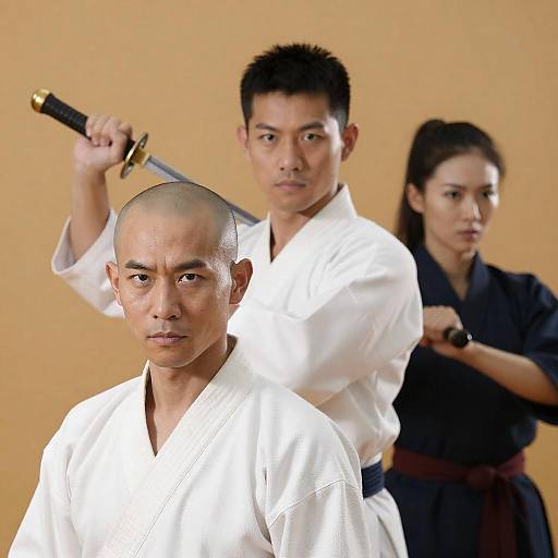 Dynamic Trio of Asian Martial Artists
