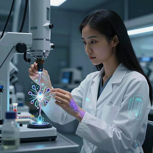 Futuristic Astrobiologist in Hi-Tech Lab